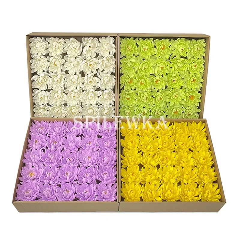 25pc Artificial Chrysanthemum Head Small Lotus Flower HomeDecor Wedding DIY Bouquet Gift Box Gift with Hand Gift fragrant Flower