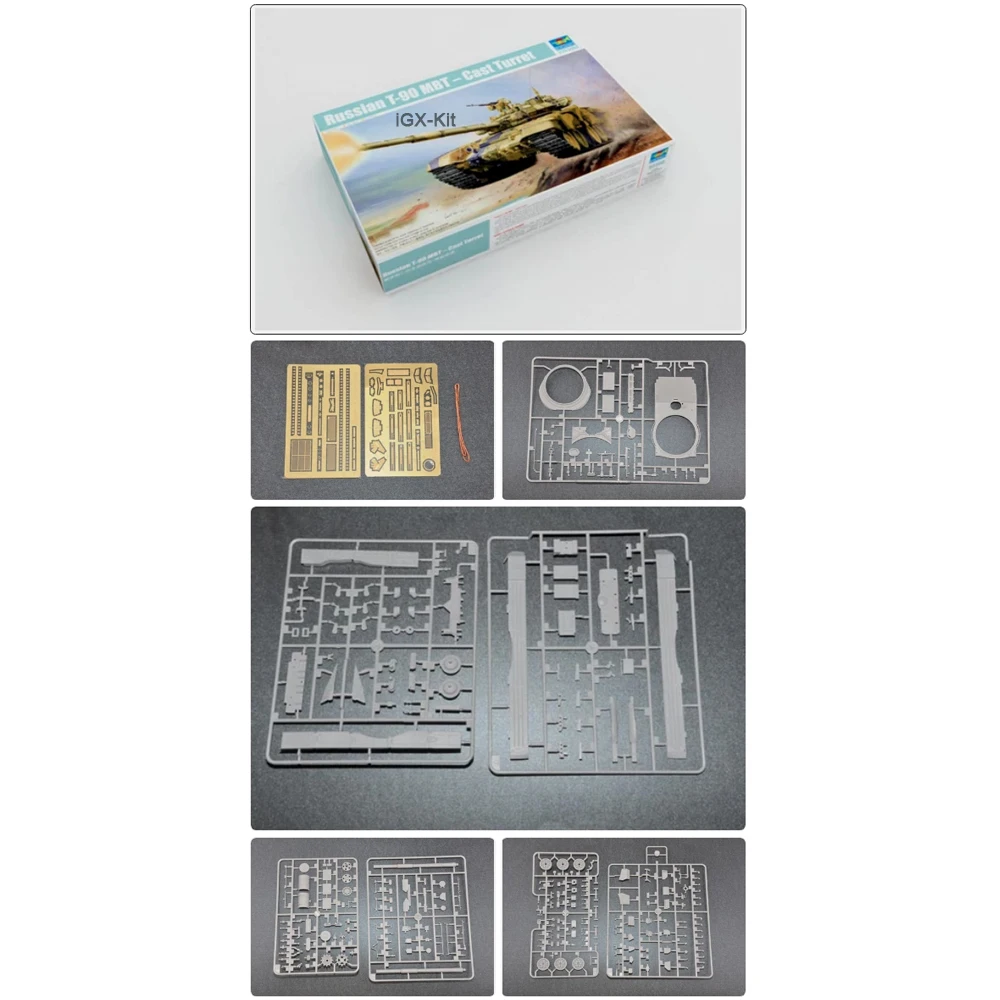 

Trumpeter 05560 1/35 Российский танк Т-90 с литой башней, пластиковая сборная модель основного боевого танка, военная модель-конструктор