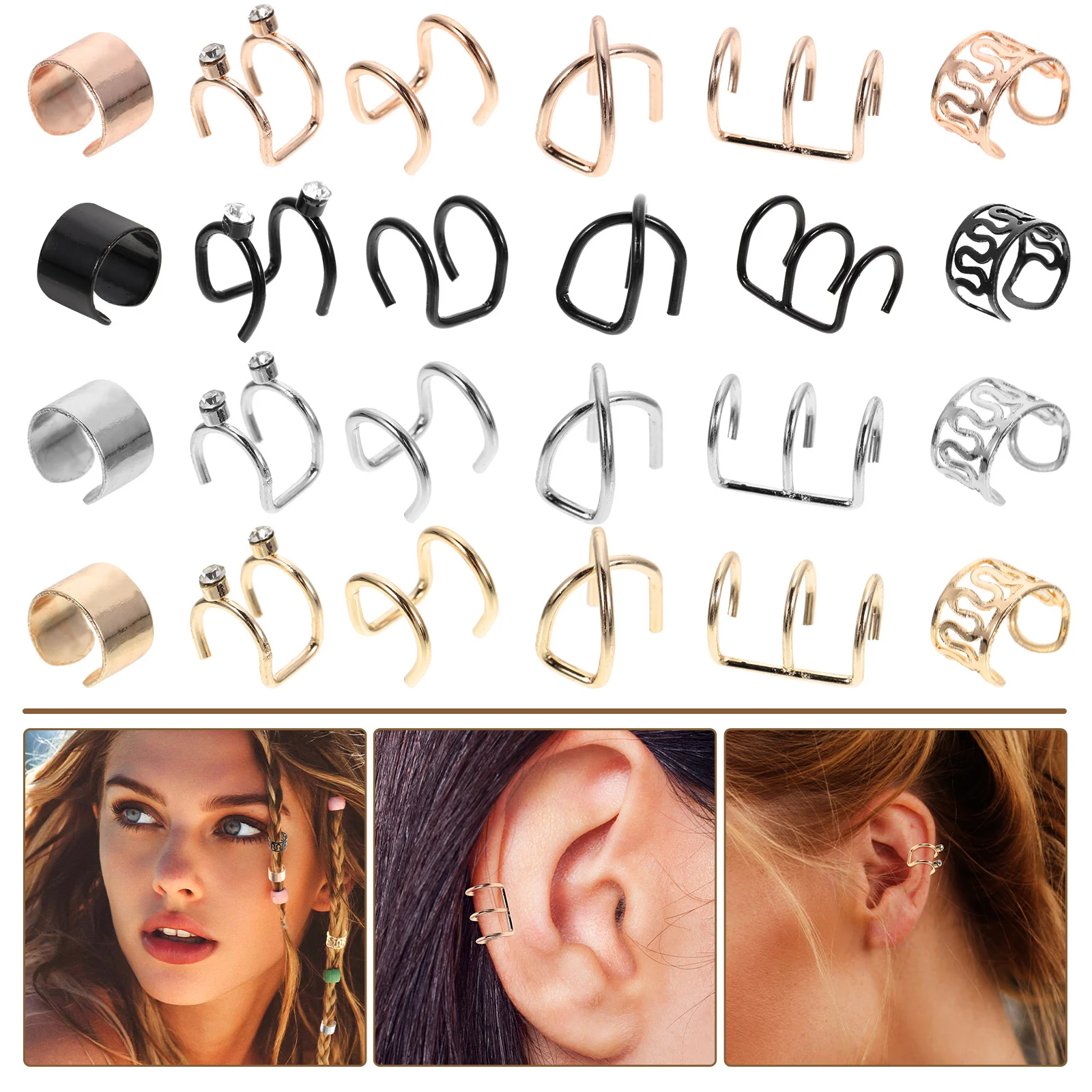 

48 шт., манжеты для кос, персонализированные прически, многослойные бусины, подвески, непирсинговые манжеты для ушей, декоративные бусины для косичек для волос