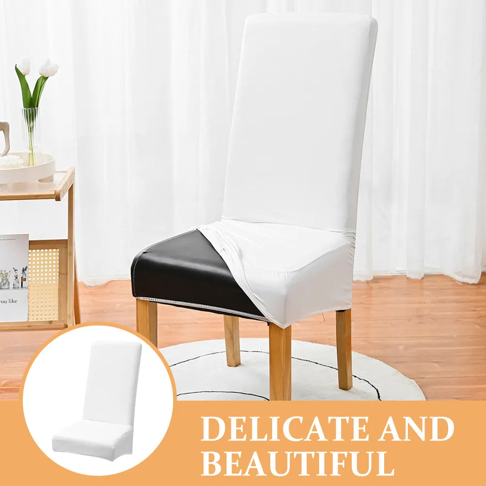 Chair Cover PU Elastic Dining Room Protector Stretch Slipcover for Home Office Study Water Resistant Seat Guard