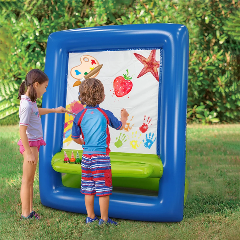 Kids Art Easel - 両面インフレータブルイーゼル インフレータブル子供用アートイーゼル 再利用可能 洗えるPVC製お絵かきボード 幼児向け