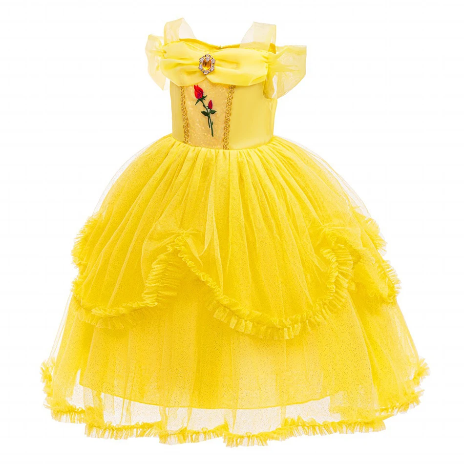 Disney Belle Princess Cosplay Dress Beauty and the Beast Kids Charm Costume Girls Birthday Carnival Christmas Party Vestido