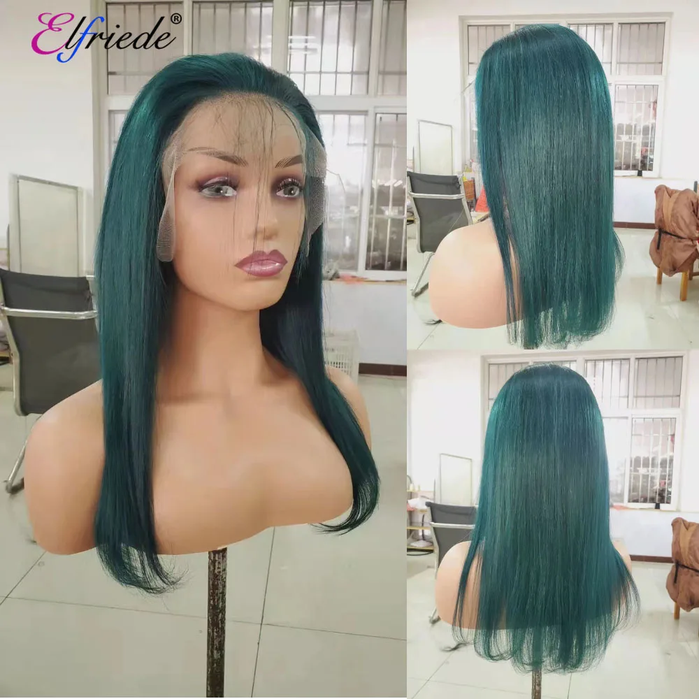 Elfriede Dark Green Colored Straight Lace Front Wigs for Women 4x4 Lace Closure 13X4 13X6 HD Lace Frontal Wig Human Hair Wigs