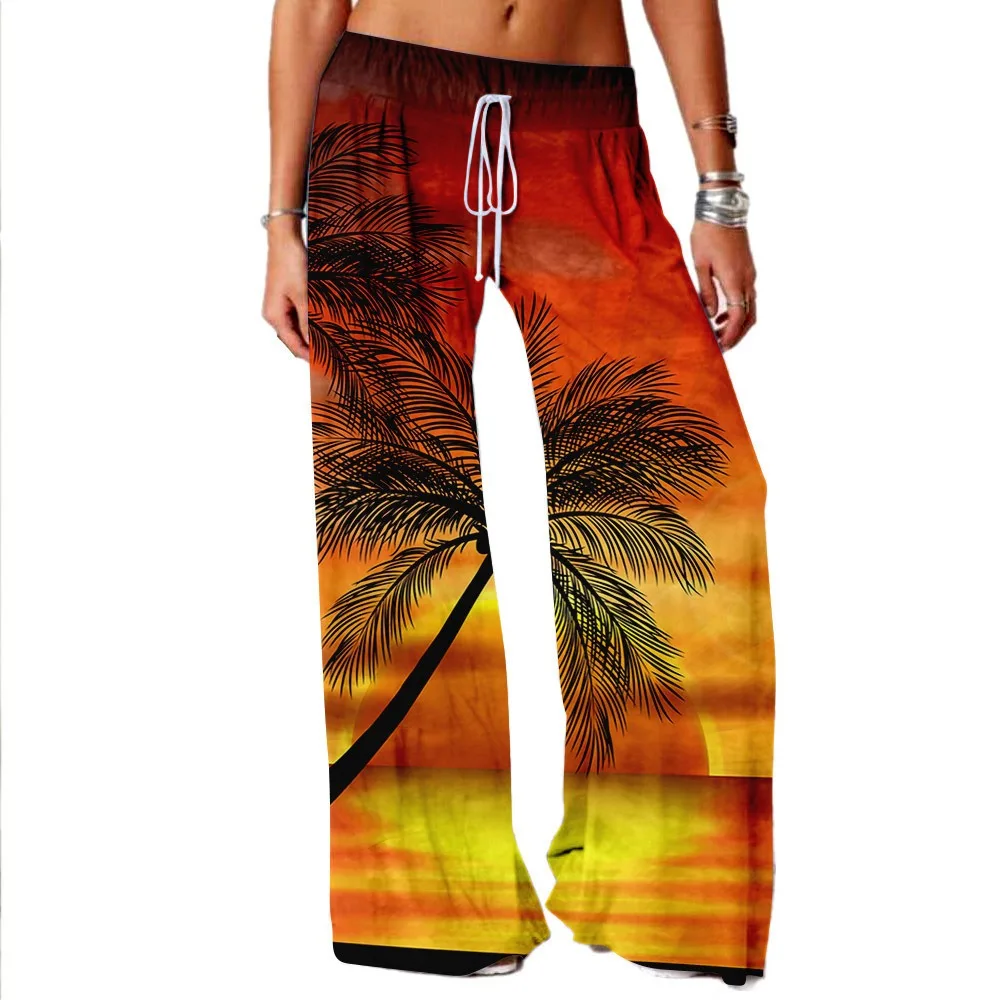 

Spring Coconut Tree Print Pants Fashion Women Summer Yoga Pants Stylish Casual Loose Y2K Trousers Trendy Streetwear Clothes Chic