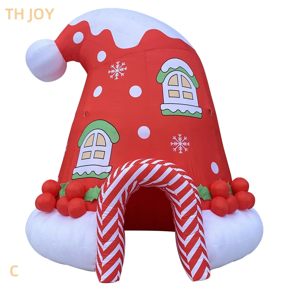 fast air ship to door,2025 Santa hat shape Inflatable Christmas Hole Tent, Customized big Inflatable Christmas House for sale