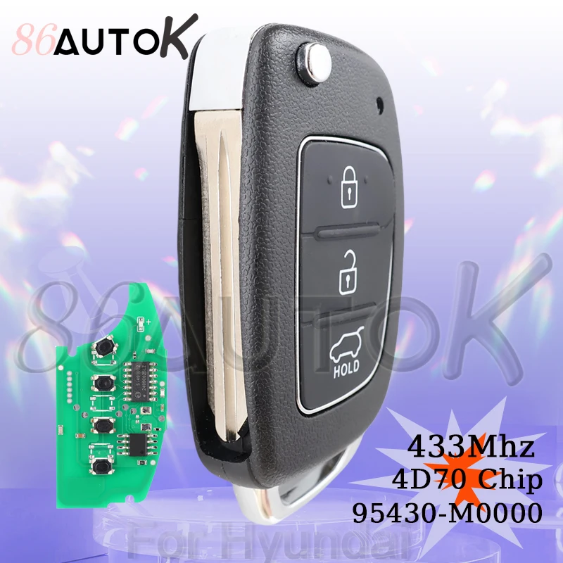 Smart Car Key Housing for Hyundai Creta 2016 4D70 Chip 433MZ 95430-M0000 Remote Key 3 Buttons Keys