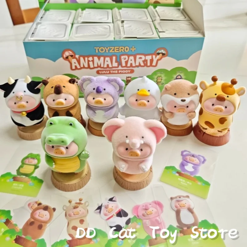 

New Genuine Canned Pig Lulu Pig Animal Party Series Flocking Blind Box Kawaii Animals Surprise Box Desk Ornament Birthday Gift