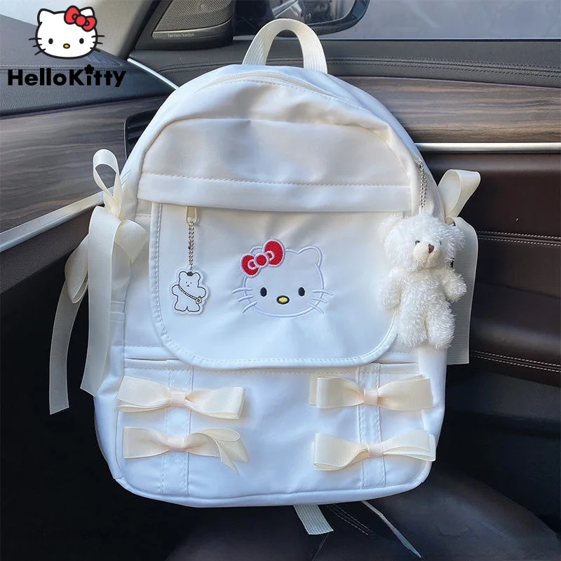 

Sanrio Bag Hello Kitty Korean Style Backpack Japanese Bow Girly Heart Junior High School Schoolbag Women Chic Backpack Y2k Trend