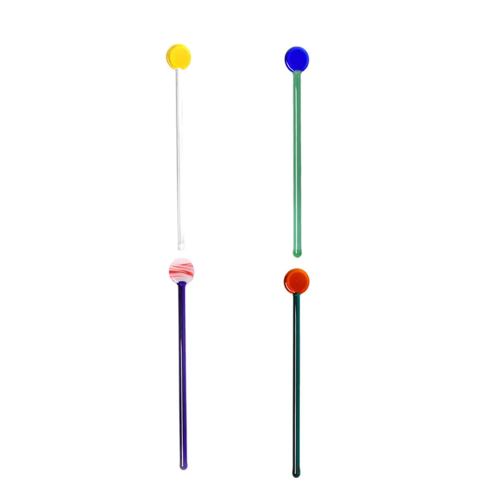 

4Pcs Colored Glass Dessert Spoons Long Handle Transparent Stirring Spoons Coffee Tea Ice Cream Milk Stirring Scoops for Home