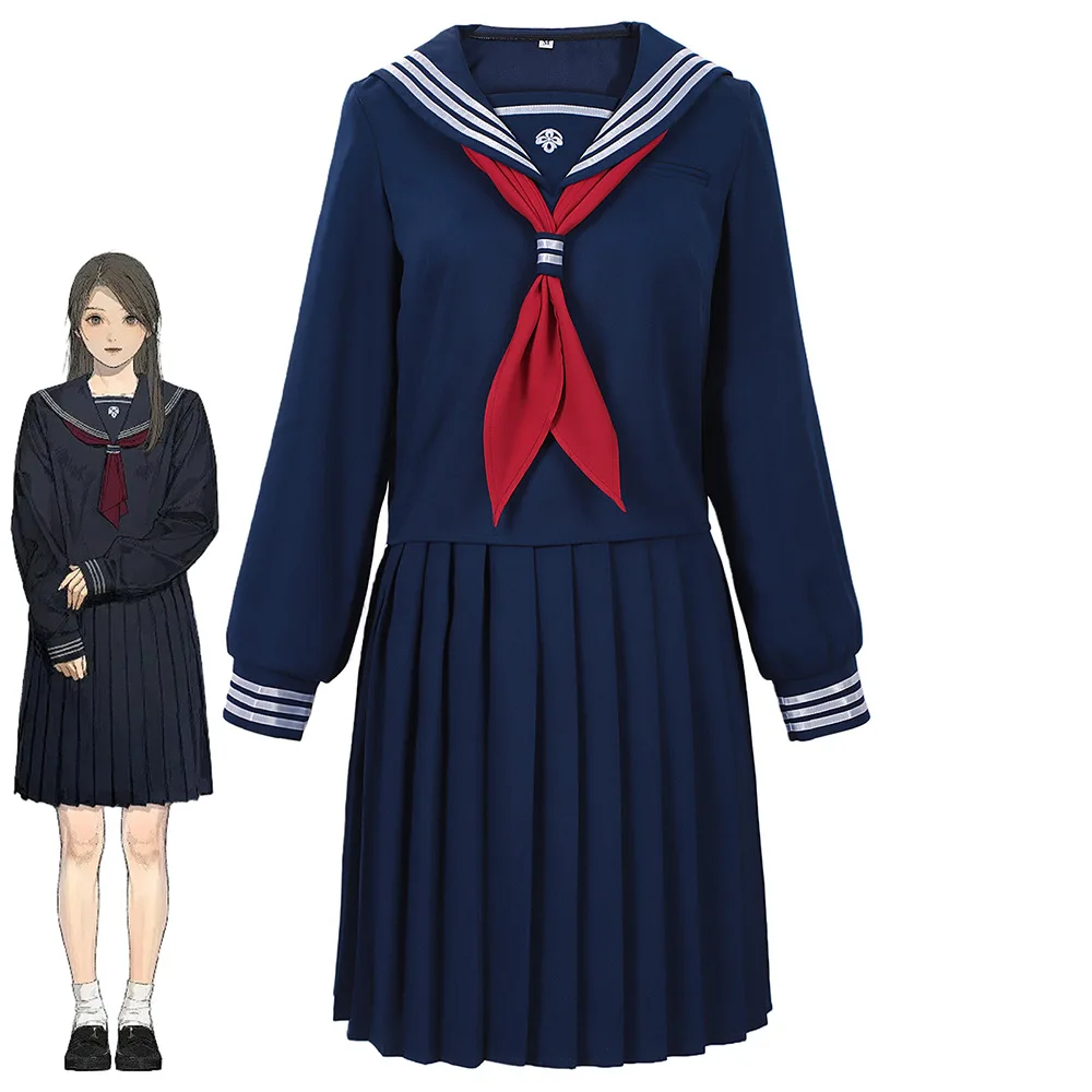 

Shimizu Hinako Cosplay Costume Silent Hill Dark Blue School Uniform Dress For Woman Comic-con JK Skirt Stage Performance Outfits