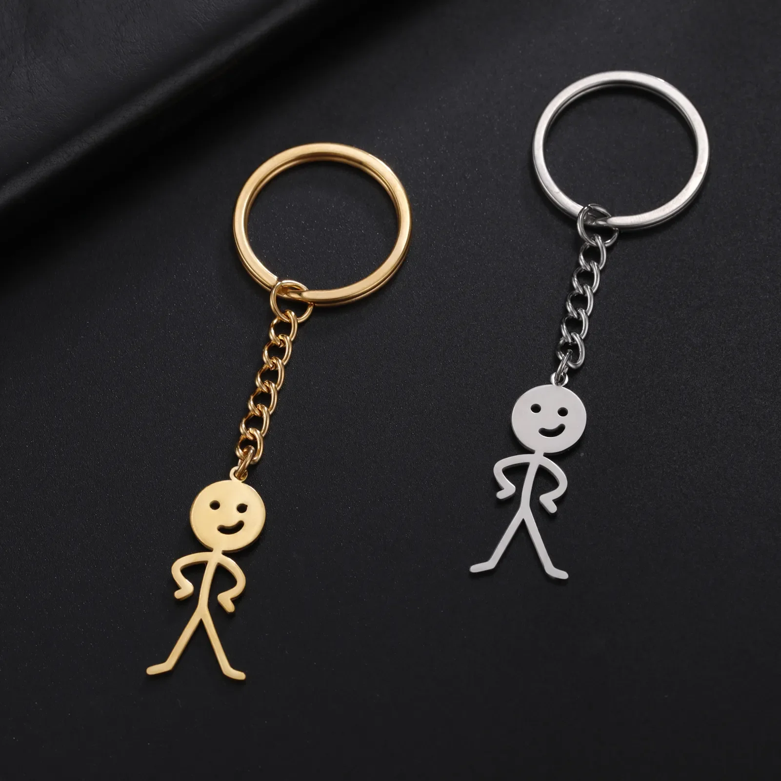 Dreamtimes Funny Fuxk You Middle Finger Stickman Keychain School Bag Car Key Ring Trinket Gift Man Woman Stainless Steel Jewelry