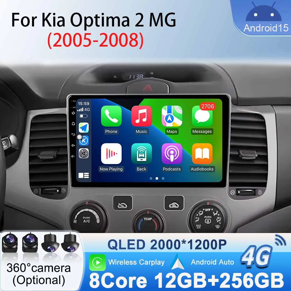 

For Kia Optima 2 MG 2005-2008 LHD Android 15 Car Radio Stereo GPS Navigation Multimedia Video Player WIFI Touch Screen Bluetooth