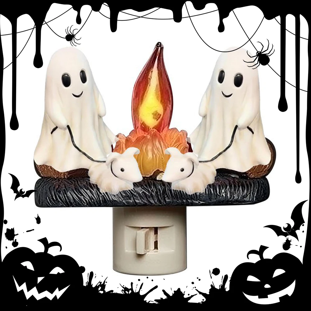 

Привидение, костер, Мерцающая ночь, фотосессия, милый 3D фотоэлектрический искусственный костер, ночник, светильник 2 призрака, запекание Зефира на костра