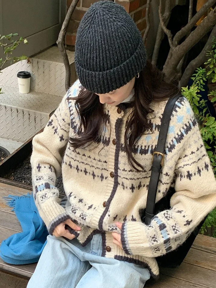 الكورية Sle جولة Ne زر واحد سترة مشغولة من الصوف المرأة الشتاء الدفء مكافحة الشيخوخة سترة غير رسمية معطف طويل Sve #1