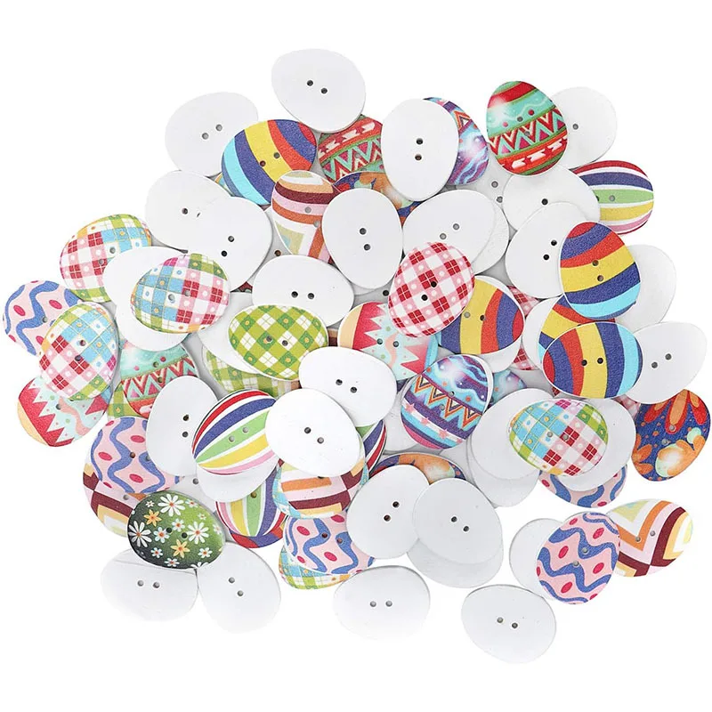 Spot small batch, Easter colored egg wood buttons, eye sewing decorative wood buttons 100 pcs a pack