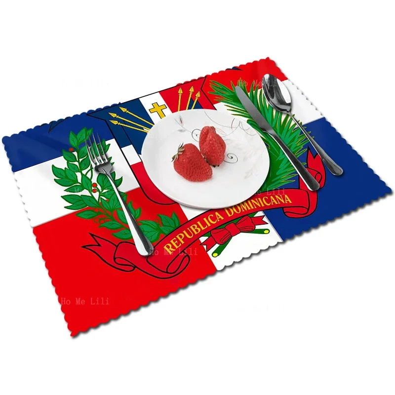 Flag Of The Dominican Republic British Union Jack Russian Double Headed Eagle Flag Polyester Fabric Placemats