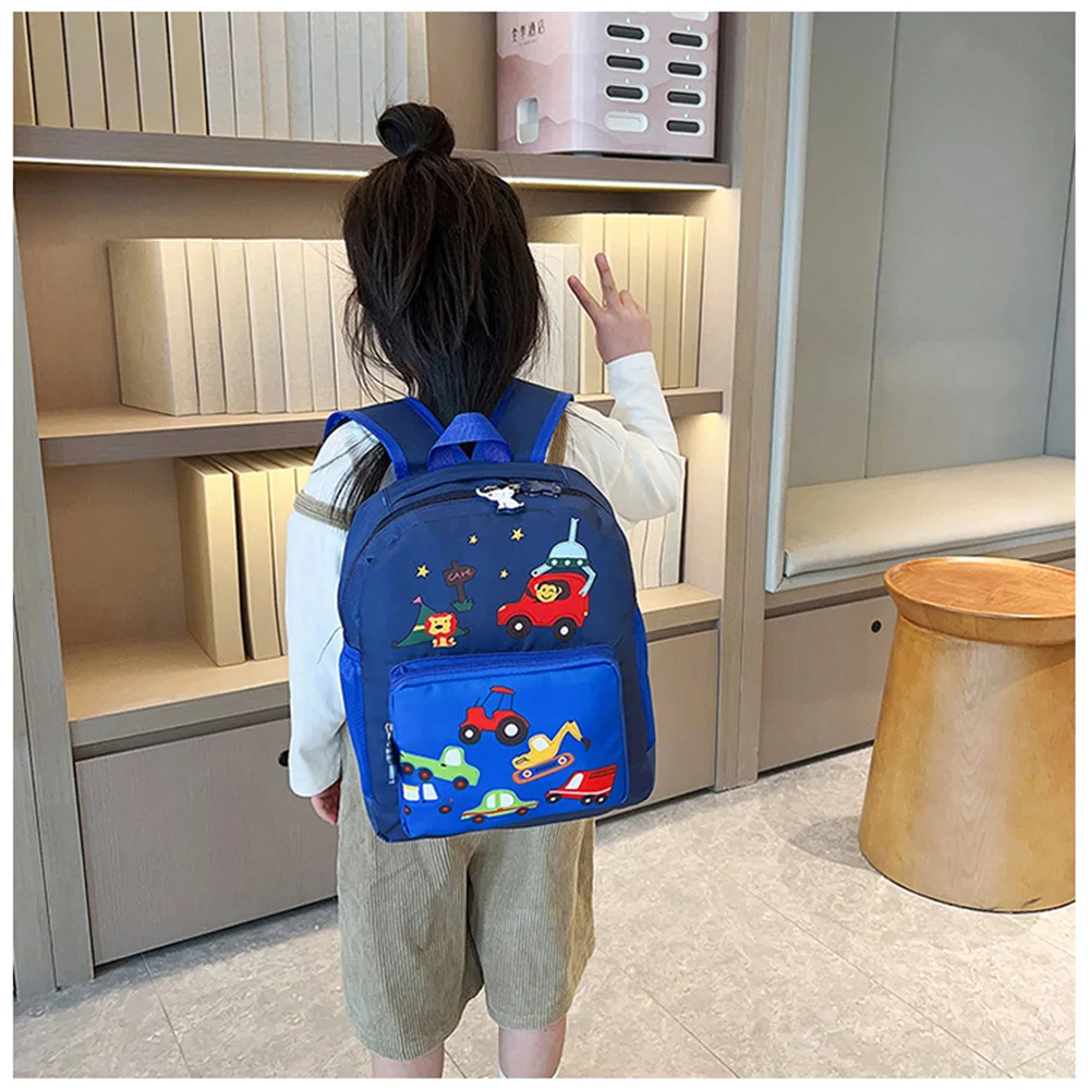 New Kindergarten Backpacks with Embroidered Name Children\'s Toy Cars Cartoon Backpack Custom Name Baby Boys Girls Schoolbags