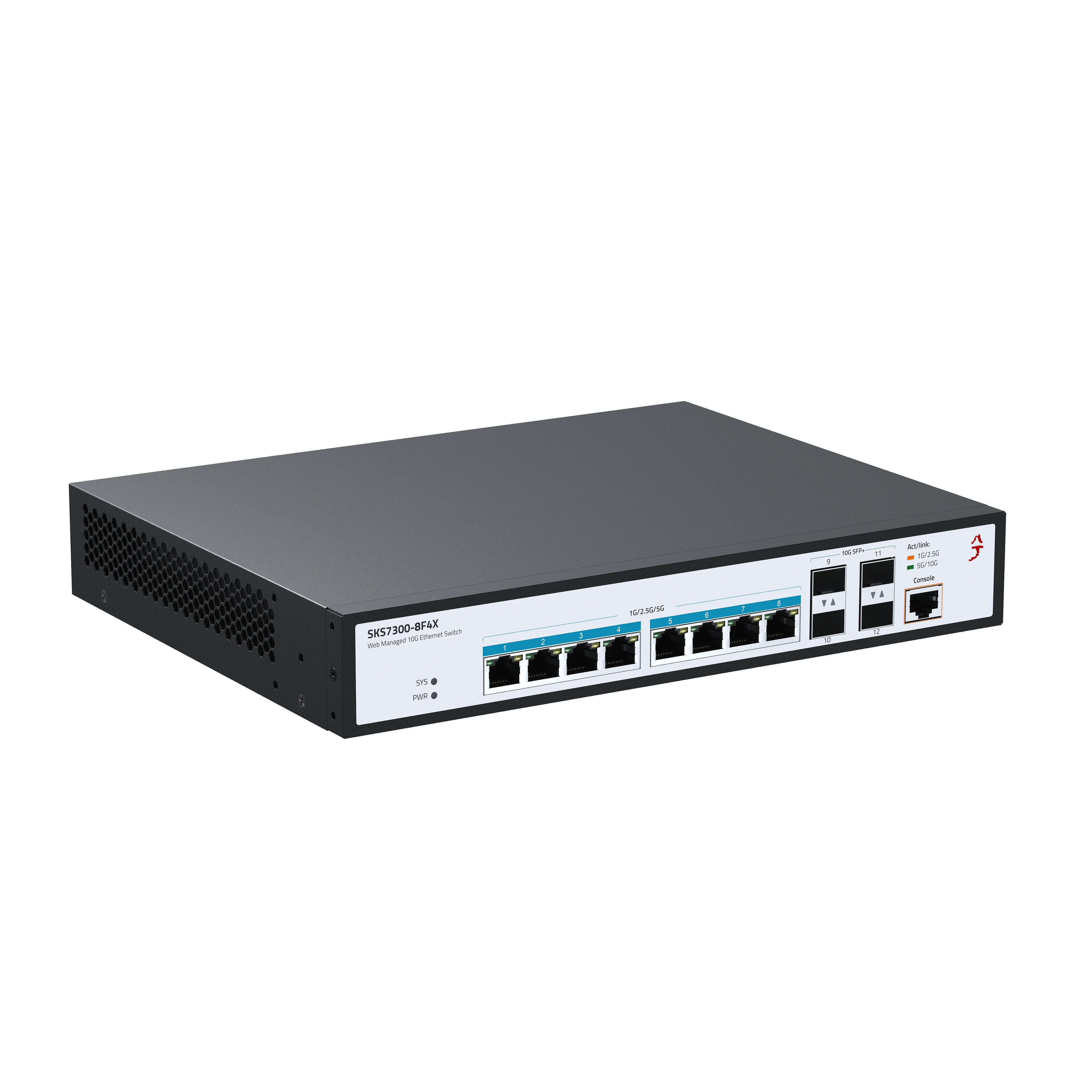 XikeStor L2 Managed Switch 8*5G RJ45 + 4*10G SFP+, VLAN/QoS/LACP, Rackmontage für Enterprise/SMB