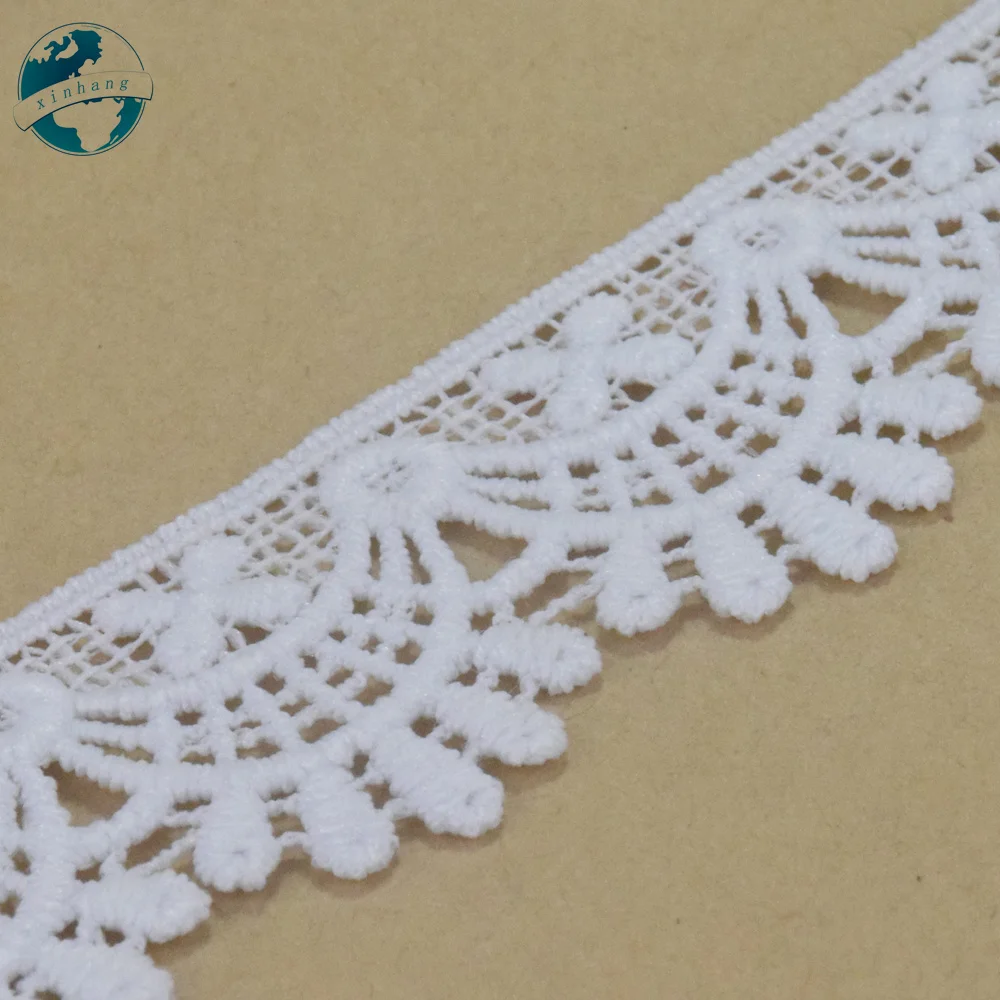 3cm White Wide Polyester Embroidery Lace French Ribbon Fabric Guipure Diy Trims Wedding Sewing Accessories Doll Dress#4350