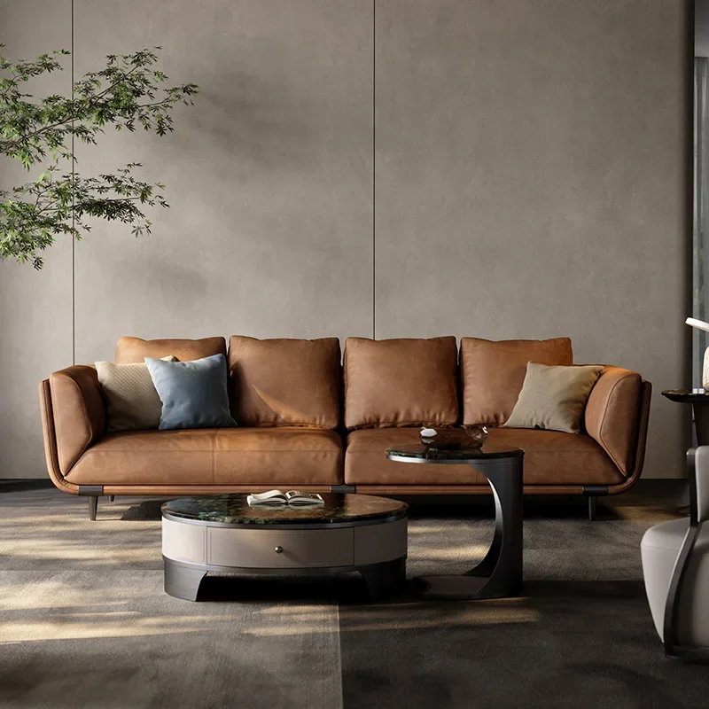 Living room furniture Italian light luxury sofa straight row living room luxury Italy