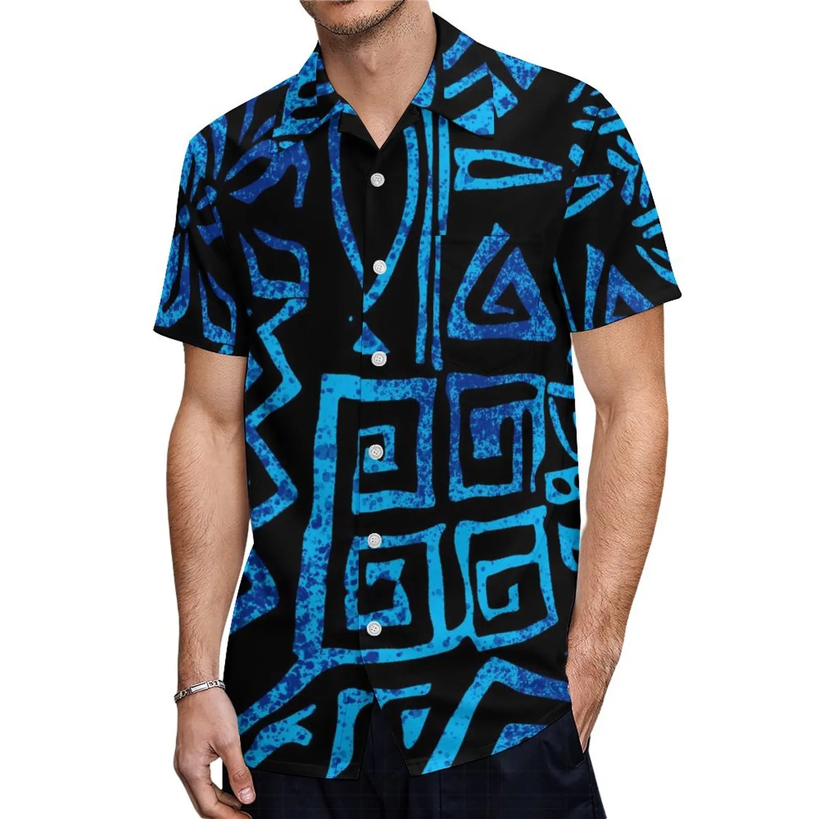 Women'S V-Neck High-Waisted Dress Puletasi Top And Long Polynesian Samoan Holiday Party Dress Matching Men'S Aloha Shirt