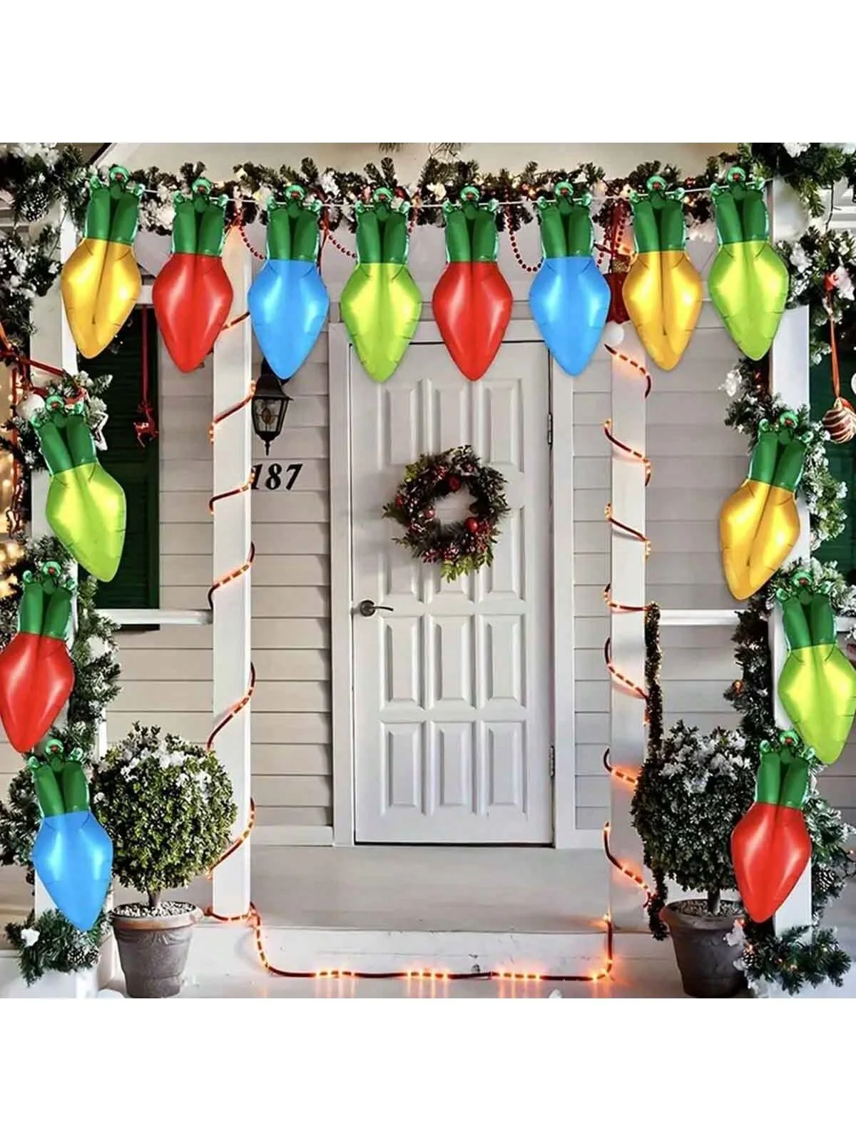 16PC 17 inch Christmas themed color light bulbs with aluminum film balloons, Christmas party themed decorative props, balloons