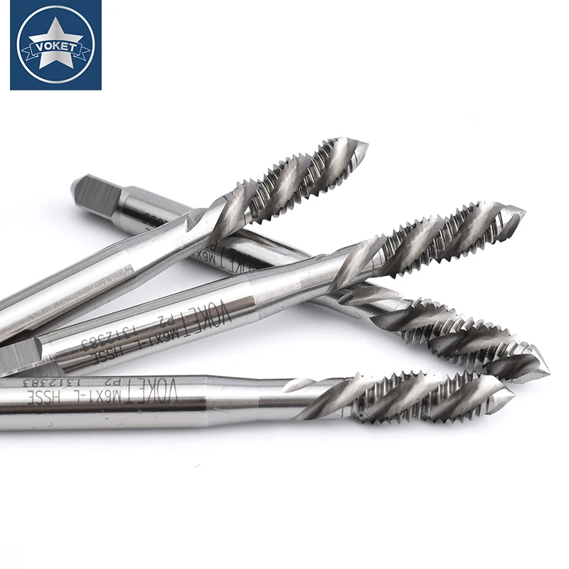 VOKET HSSE-M35 JIS Standard Left Hand Spiral Fluted Tap M2 M2.3 M2.5 M2.6 M3 M4 M5 M6 M8 M10 M12 Machine Screw Thread Taps