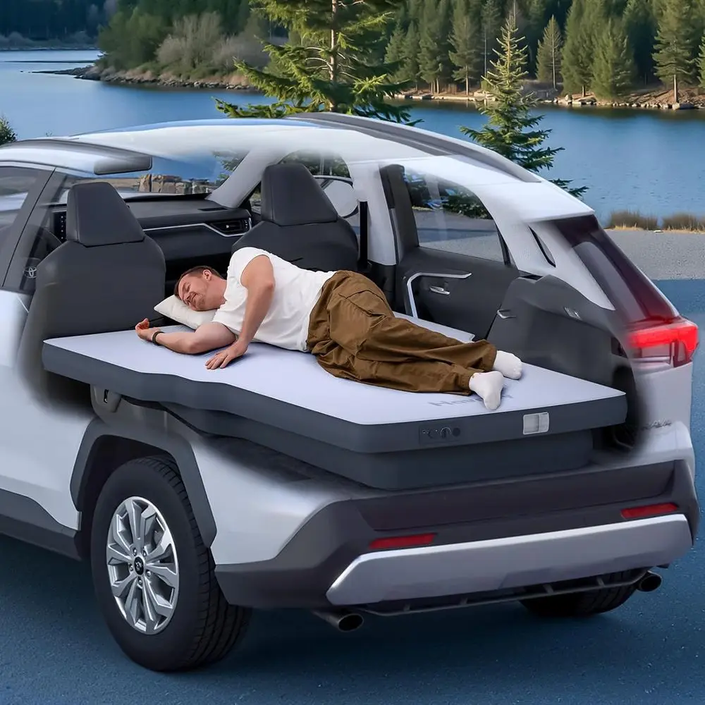 

TPU Backseat Foam Mattress for Toyota RAV4, 4-inch Foam Camping Mattress & Slope-Cancel Layer, Inflatable SUV Car Bed with Porta