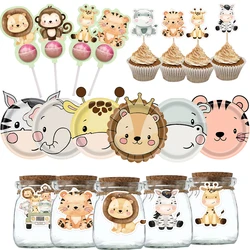 1set Wild Animal Disposable Tableware Paper Hanging Banner Tags for Kids Jungle Safari Forest Birthday Party Decoration Supply