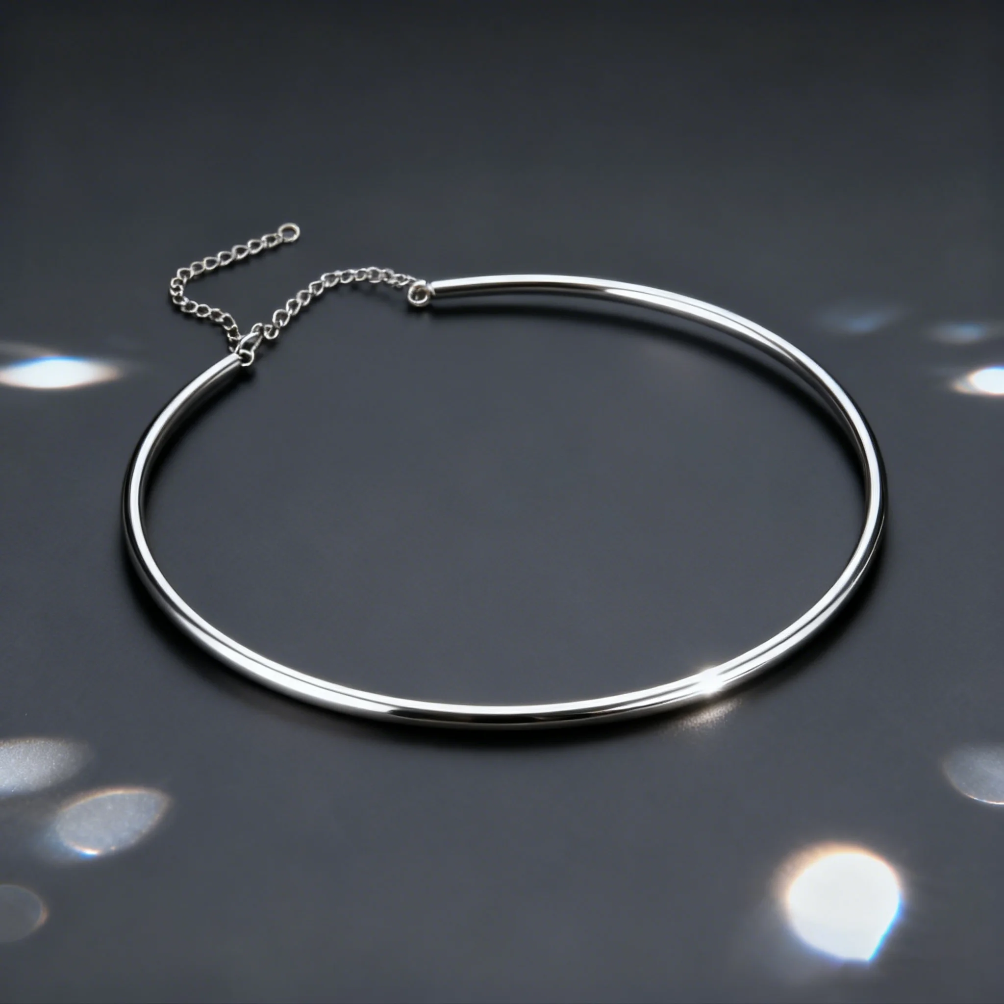 Dainty 4MM Wide Choker Necklace for Women,Silver Color Stainless Steel Necklaces, Torques Young Girls Gift Waterproof Jewelry