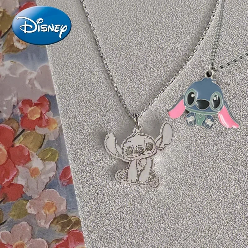 

Disney Stitch Necklace Cartoon Playful Cute Ear Stitch Couple Hip Hop Necklace Fashion Personality Pendant Sweater Chain Gift