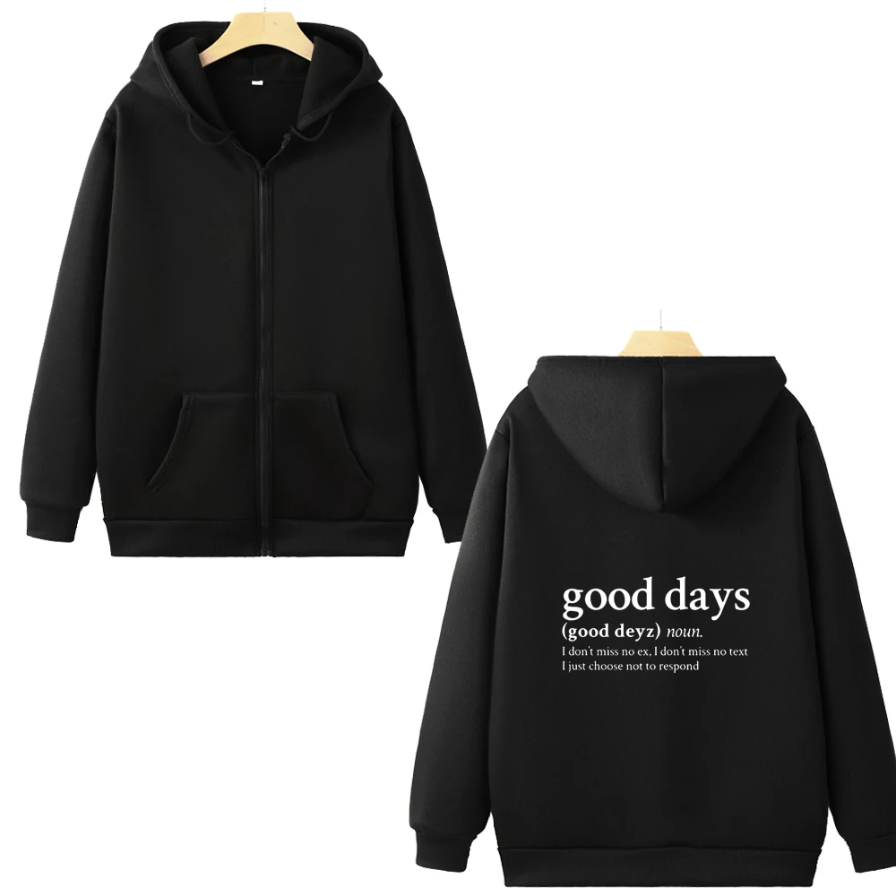 Good Days Sza Song Lyrics Zip Hoodie Streetwear Hip Hop Retro Cardigan Sweatshirts Autumn And Winter Gift For Fans