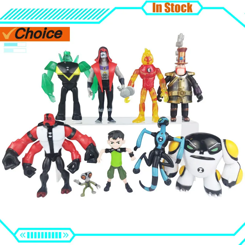 9Pcs Ben10 3-12 Ben Tennyson Ben Four Arms Grey Matter Anime Figure Heatblast Model Desk Decor Action  Figure Doll Kid Toy Gift