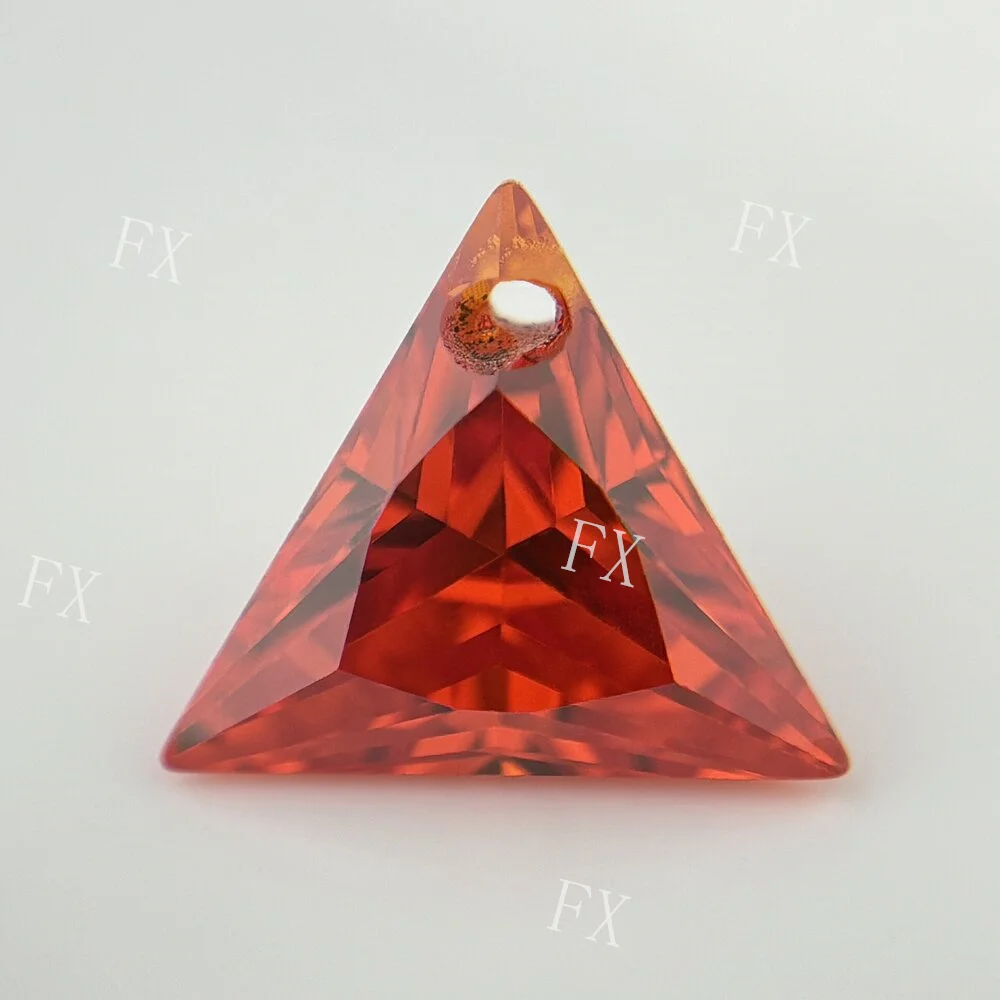 Single Hole Orange CZ Beads Cubic Zirconia Stones Triangle Shape AAAAA Cubic Zirconia Stone Loose For DIY Jewelry Making Zircon