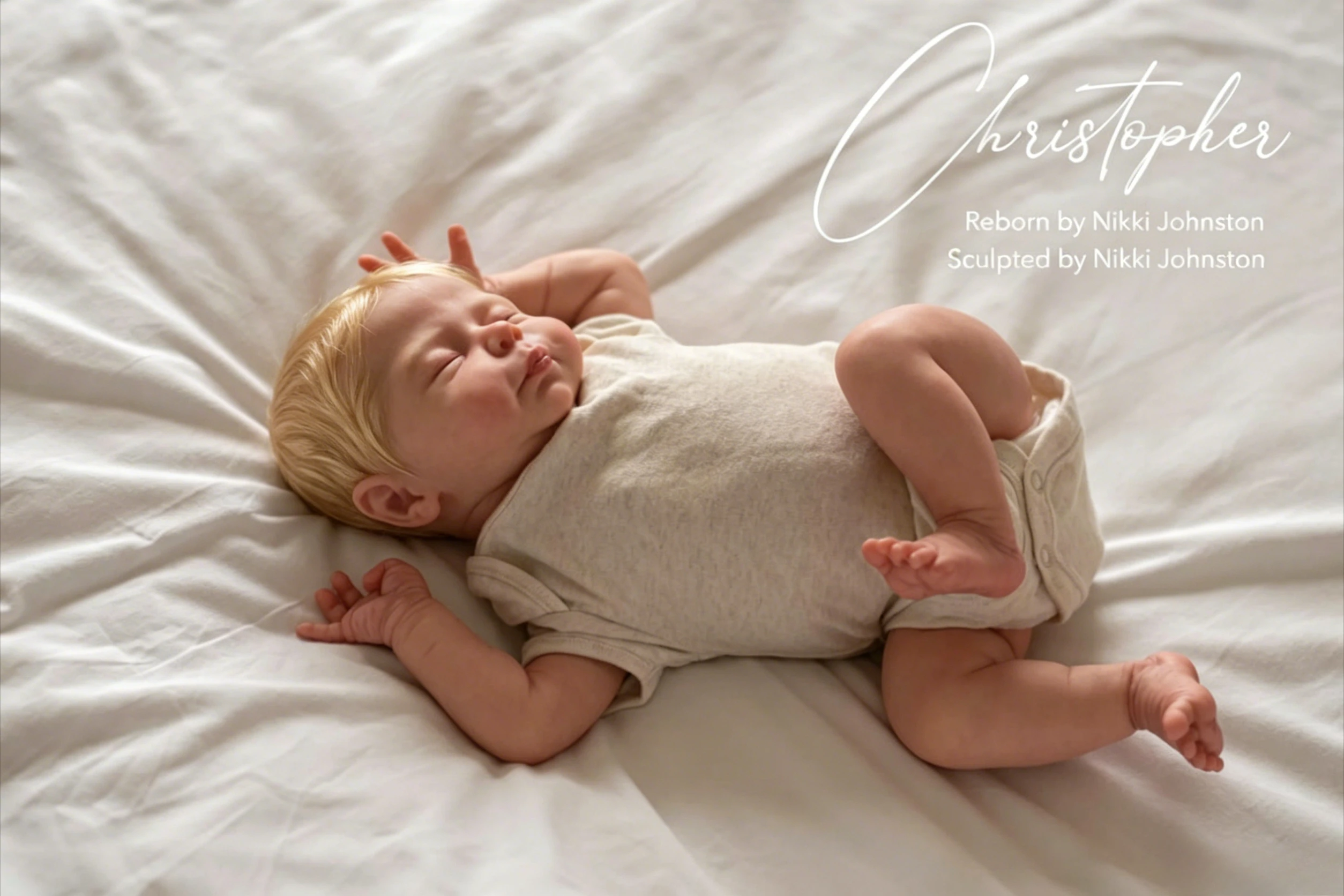 

NPK 48cm Reborn Christopher 3D Painted Unassembled Doll Kit with Blonde Hair DIY Doll Parts
