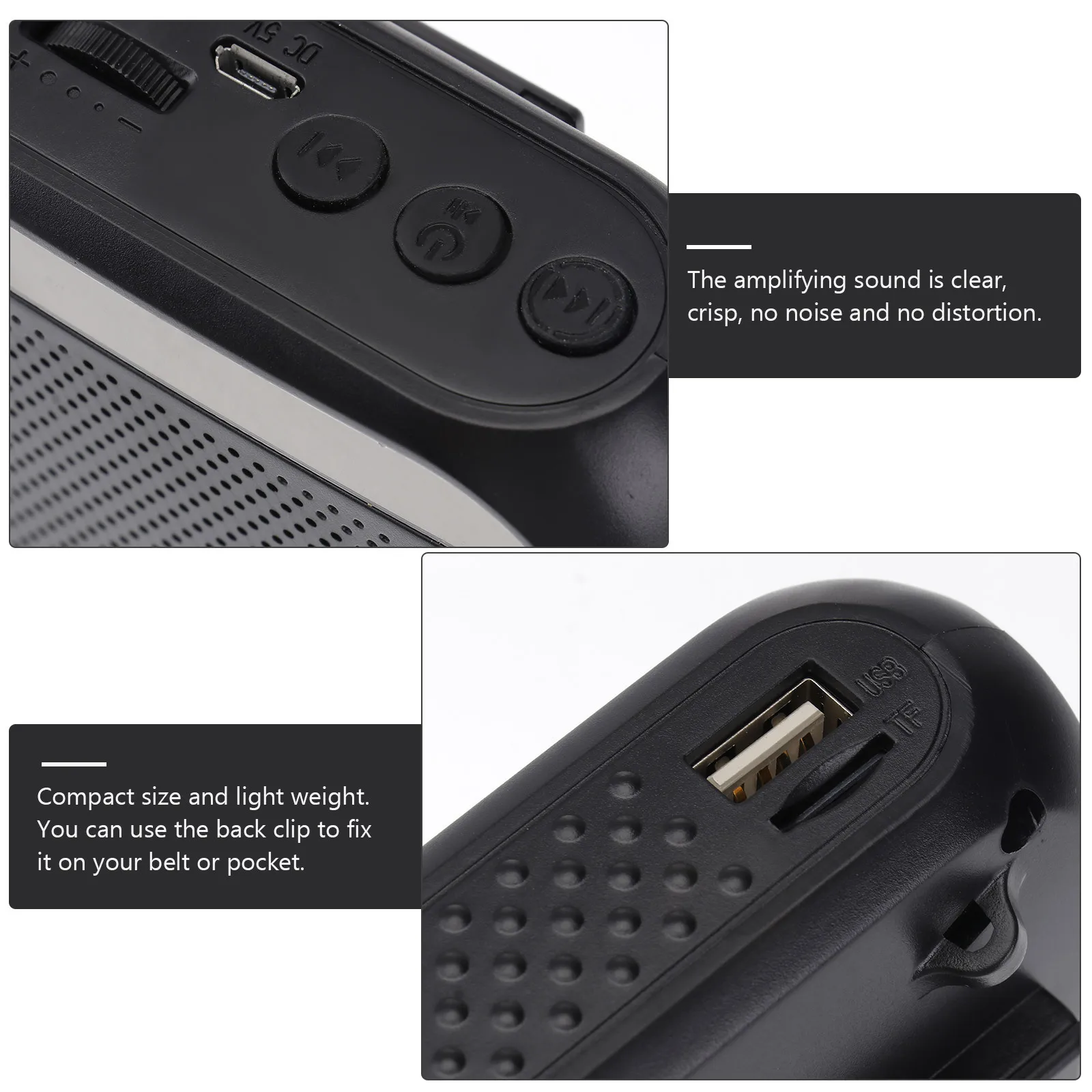 

1Pcs Portable Wireless Voice Amplifier Black Multifunctional Sound Loud Speaker for Teaching Speech Meeting -Free