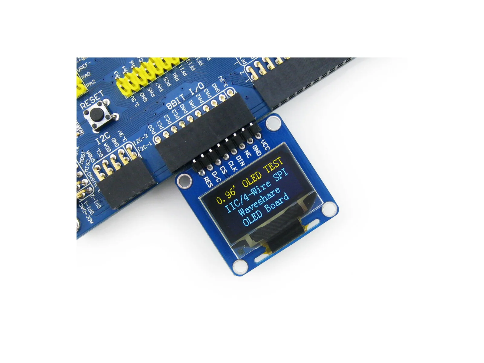 waveshare-096-polegadas-oled-a-interfaces-spi-i2c-pinheader-angular-horizontal-spi-de-3-fios-spi-de-4-fios-i2c