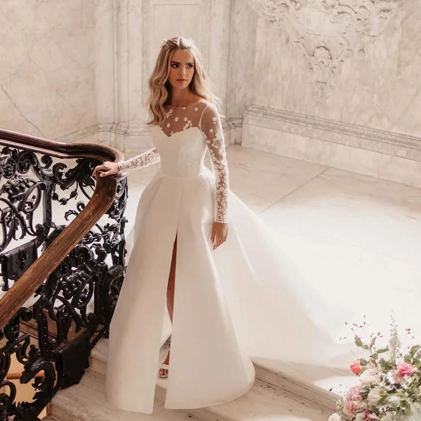 Long Sleeves Weddin… - image