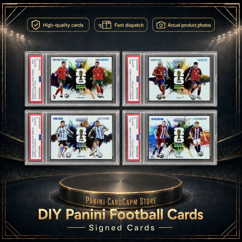 DIY Homemade panini football collectible cards 2026 World Cup Prizm Colour Blast series Messi Ronaldo Beckham Yamal Haaland