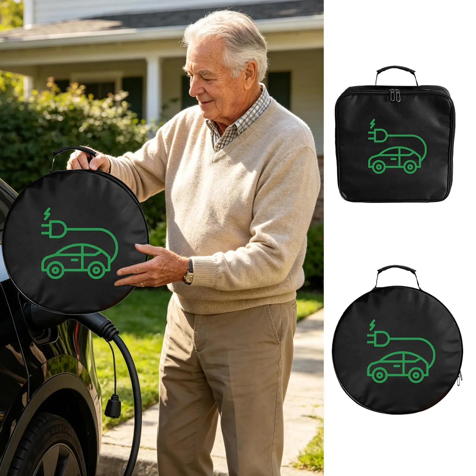 Car Charger Organizer Bag Wear Resistant Fabric Built In Handle Lightweight Carry Design Neatly Store EV Charging Equipment view 4