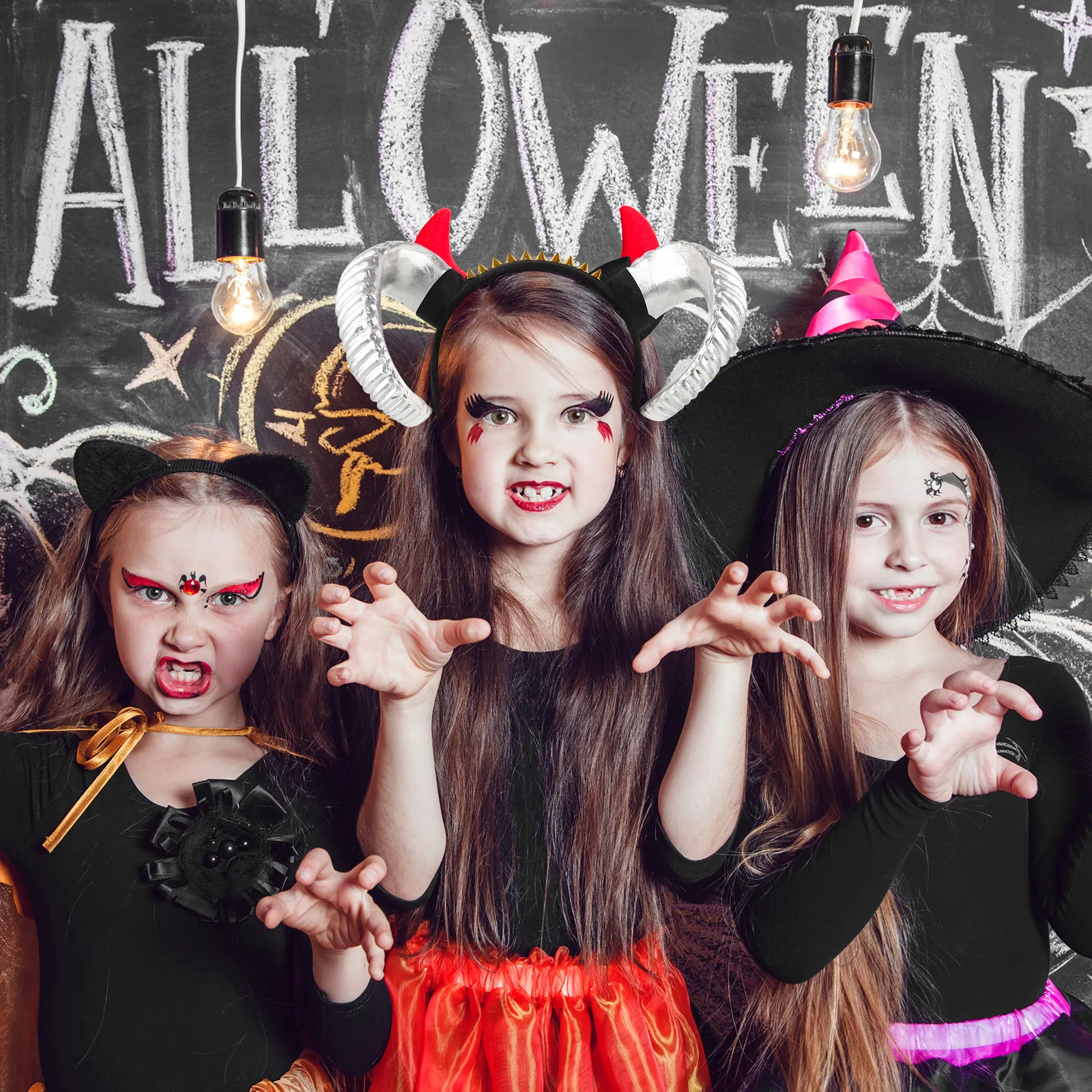 

Punk Style Plastic Horn Headband for Women Cosplay Festival Halloween Party Carnival Day of The Dead Devil Horn Hair Accessory