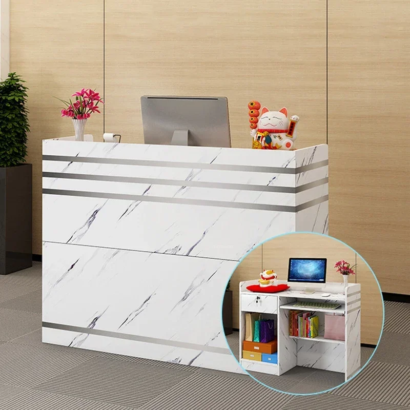 European Curved Reception Desks for Small Shop Front Desk Reception Counter Cash Register Barber Shop Clothing Store Bar Counter