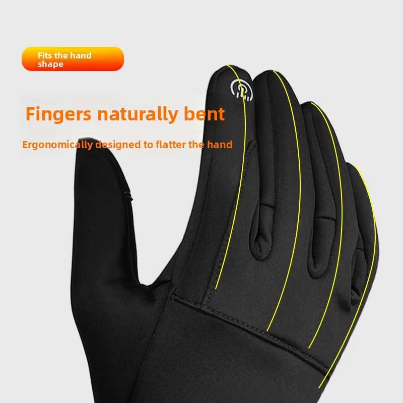 الرياضة في الهواء الطلق قفازات دافئة الشتاء الرجال يندبروف زائد المخملية سميكة المضادة للرذاذ عدم الانزلاق دراجة شاشة تعمل باللمس قفازات ركوب الدراجات