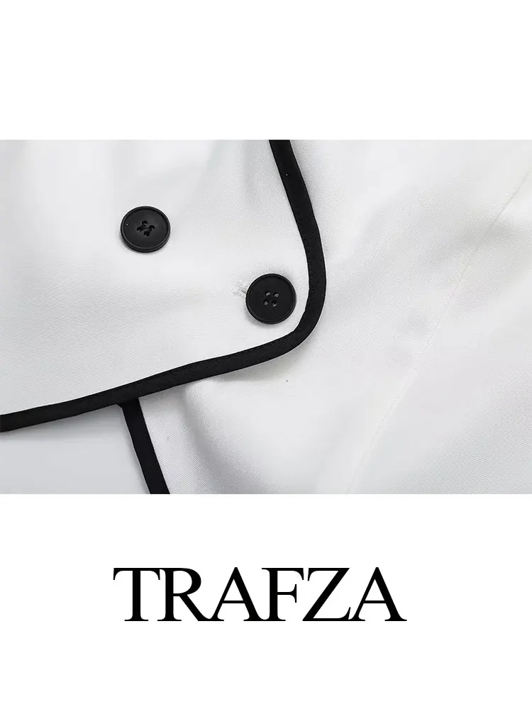 TRAFZA-Gilet court à double boutonnage pour femme, gilet pour femme sauvage, haut à la mode, gaine en fibre, été 2024