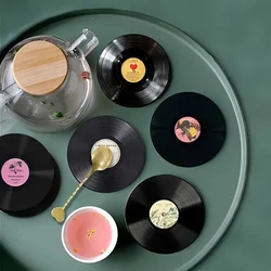 6pcs Retro Record Musical Elements 2D Wooden Coasters Set for Bars Family Gatherings Cafes Housewarming Gifts Home Decor