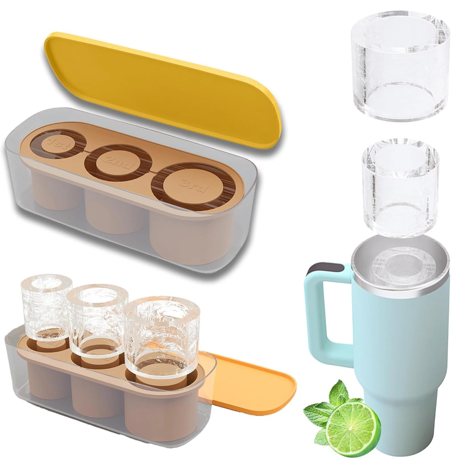 

Silicone Ice Maker With Lid with Removable Lids Easy Cleaning Mould for Chilling Cocktails Whiskey Drinks