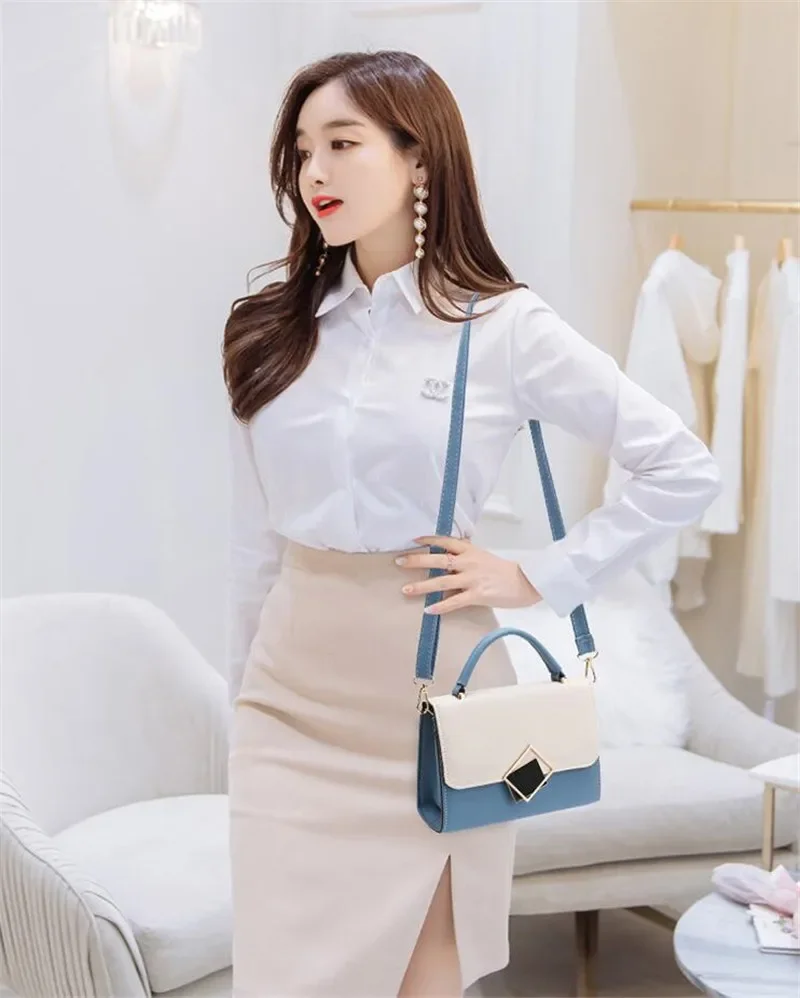 Simple Style Crossbody Shoulder Bags for Women PU Leather Flap Handbag Purse Fashion Messenger Bag Small Pack