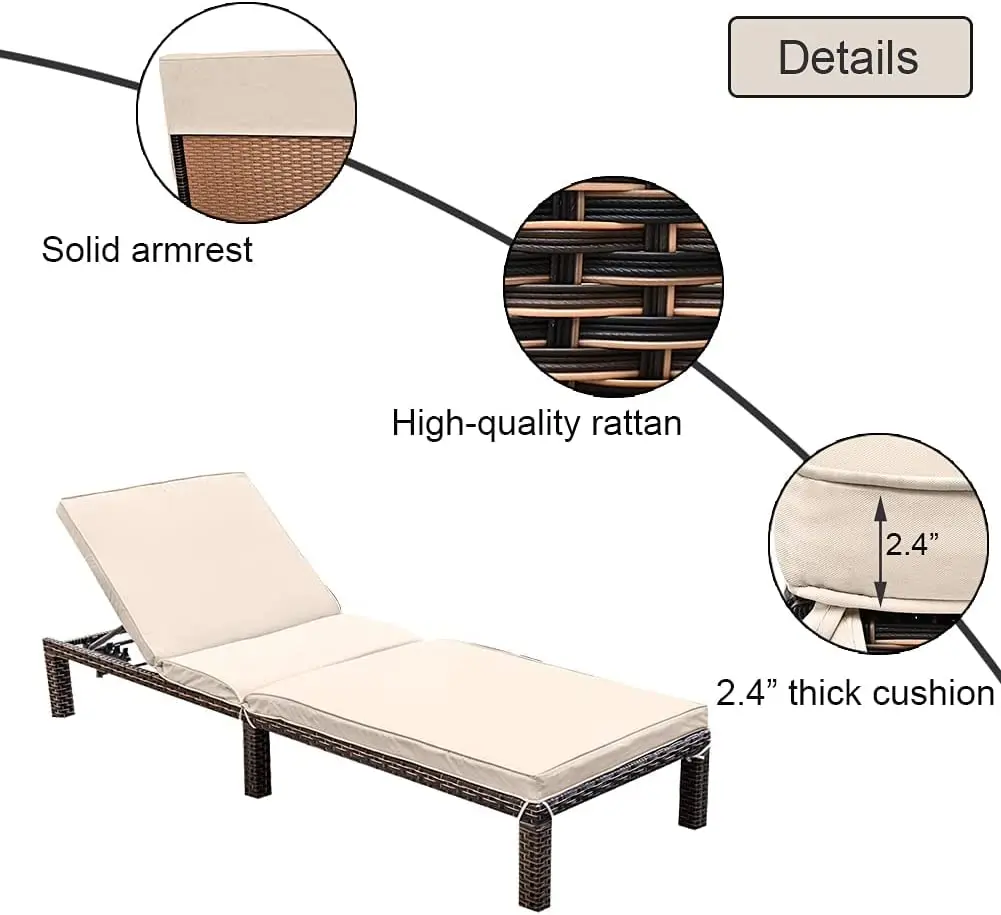 Outdoor Modern Sun Rattan Loungers for Swing pool side of   Beach folding luxury wicker  bed  chair