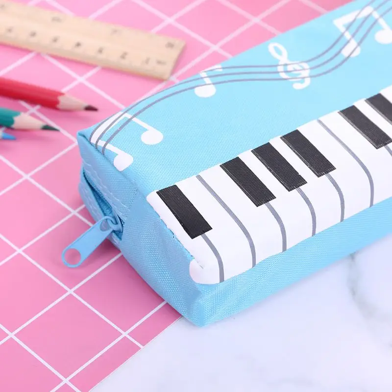 Music Notes Piano Keyboard Pencil for Case Large Capacity Pen Bags Stationery Office School Student Gifts