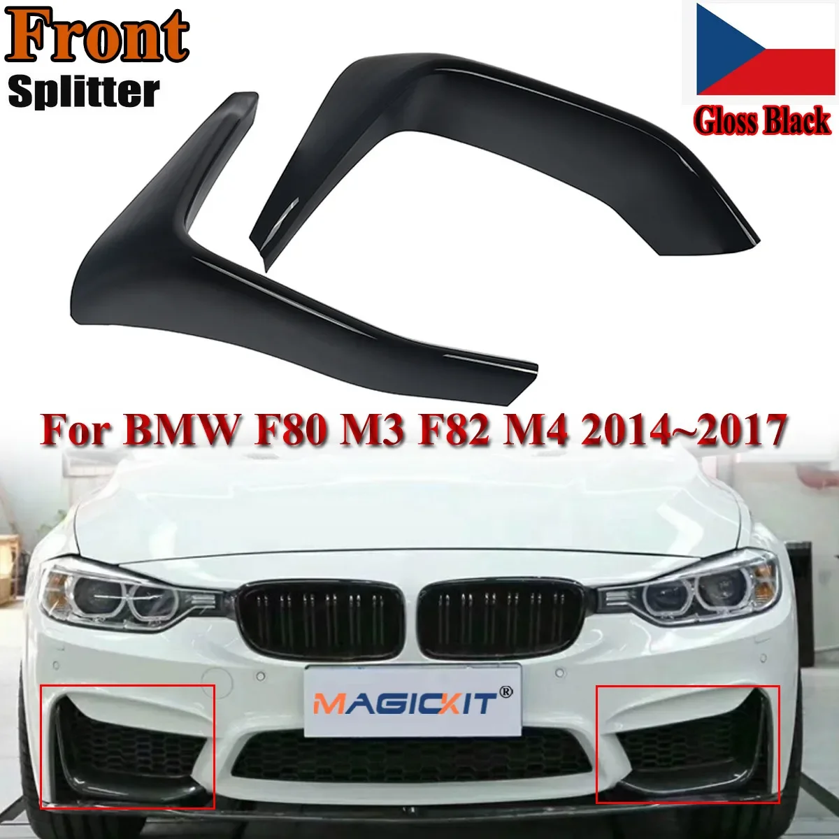 

MagicKit Gloss Black M Performance Front Lip Splitter For BMW M3 F80 M4 F82 F83 2015-2022